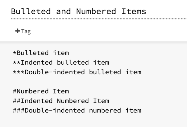 SugarCube Bulleted Markup