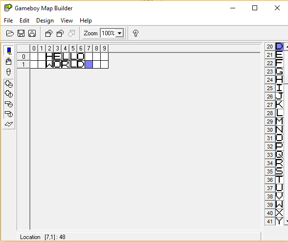 "HELLO WORLD" written using tiles