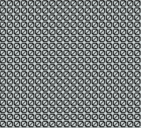 Displaying the first tile, '0', repeated across the entire screen.